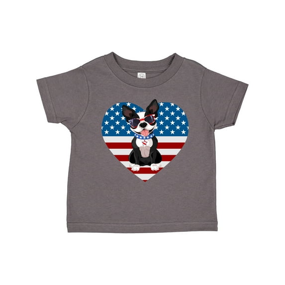 Inktastic Boston Terrier Dog US Flag July 4th Boys or Girls Toddler T-Shirt
