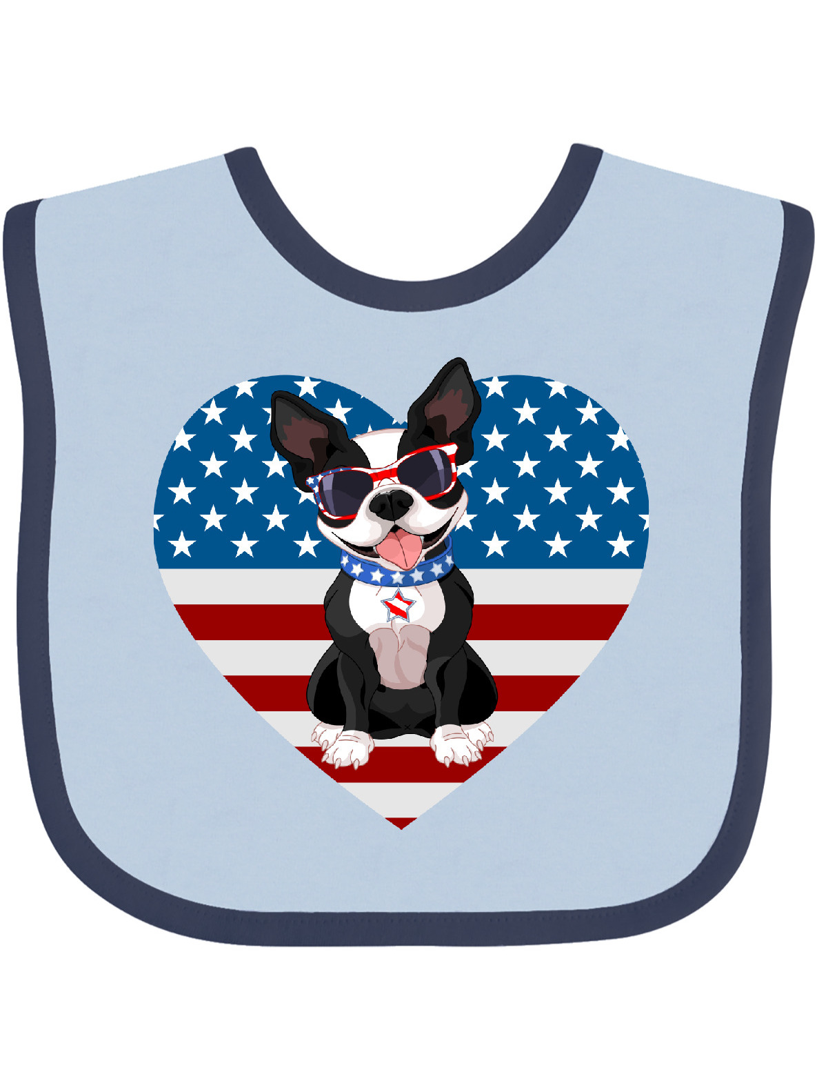 Inktastic Boston Terrier Dog US Flag July 4th Gift Baby Boy or Baby Girl Bib - image 1 of 3