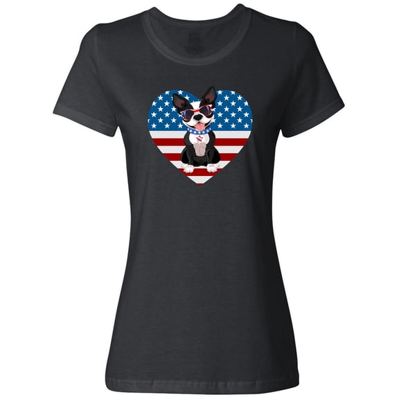 Inktastic Boston Terrier Dog US Flag July 4th Women's T-Shirt
