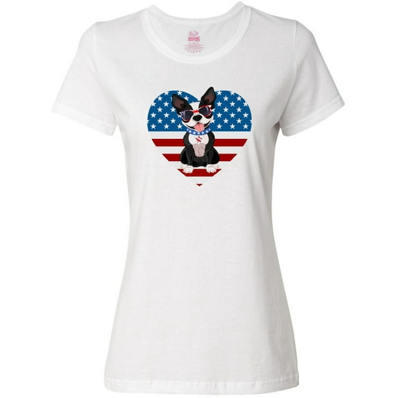 Inktastic Boston Terrier Dog US Flag July 4th Women's T-Shirt