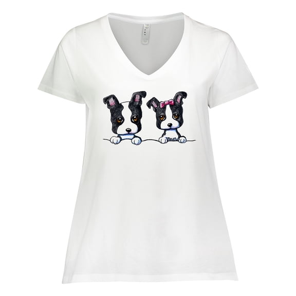 Inktastic Boston Terriers (dark Apparel) Women's Plus Size V-Neck T-Shirt