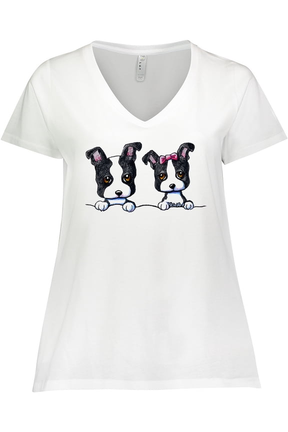 Boston Terriers (dark Apparel) Women's Plus Size V-Neck T-Shirt