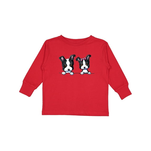 Inktastic Boston Terriers (dark Apparel) Boys or Girls Long Sleeve Toddler T-Shirt