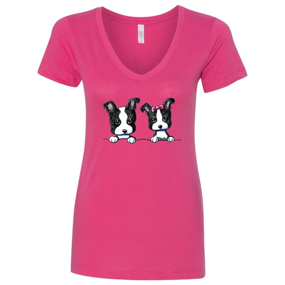 Inktastic Boston Terriers (dark Apparel) Women's V-Neck T-Shirt