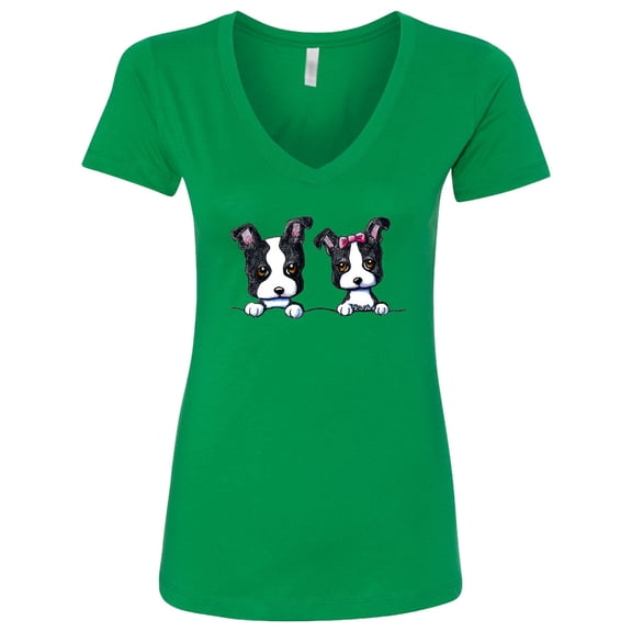 Inktastic Boston Terriers (dark Apparel) Women's V-Neck T-Shirt