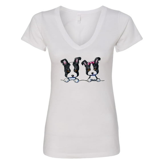 Inktastic Boston Terriers (dark Apparel) Women's V-Neck T-Shirt