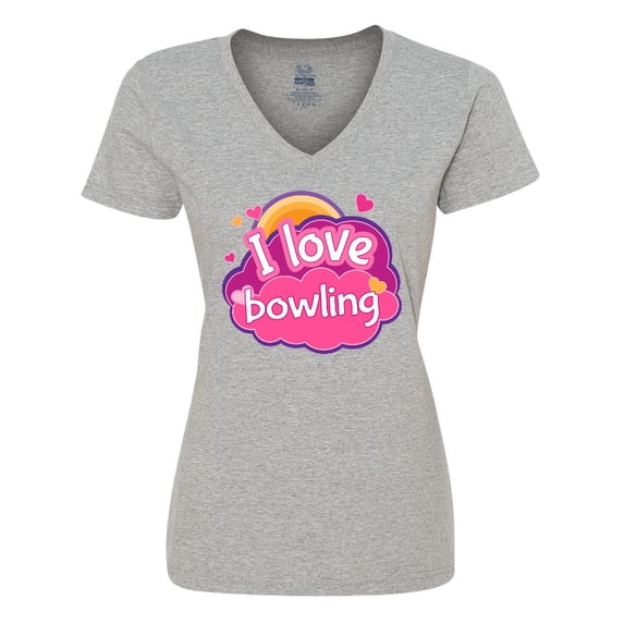 Inktastic Bowler I Love Bowling Women's V-Neck T-Shirt