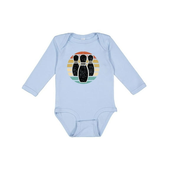 Inktastic Bowling Gift for Bowler Silhouette Bowling Pins Boys or Girls Long Sleeve Baby Bodysuit