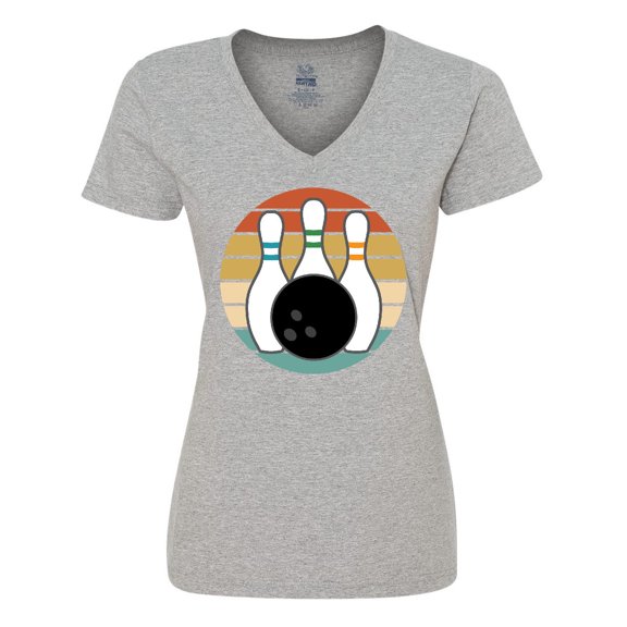 Inktastic Bowling Pins Ball Bowler Gift Women's V-Neck T-Shirt