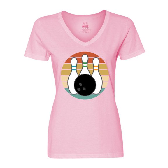 Inktastic Bowling Pins Ball Bowler Gift Women's V-Neck T-Shirt