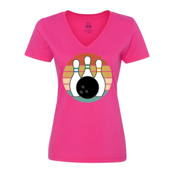 Inktastic Bowling Pins Ball Bowler Gift Women's V-Neck T-Shirt