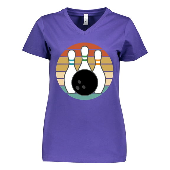 Inktastic Bowling Pins Ball Bowler Gift Women's V-Neck T-Shirt