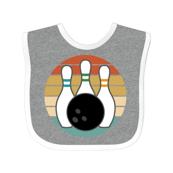 Inktastic Bowling Pins Ball Bowler Retro Sunset Boys or Girls Baby Bib