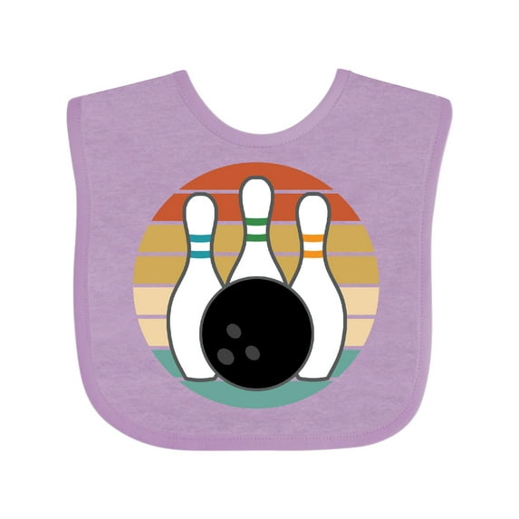Inktastic Bowling Pins Ball Bowler Retro Sunset Boys or Girls Baby Bib