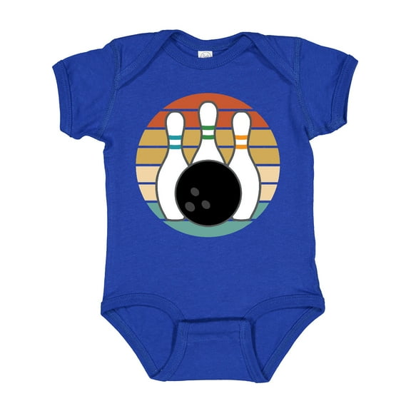 Inktastic Bowling Pins Ball Bowler Retro Sunset Boys or Girls Baby Bodysuit