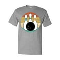 thumbnail image 1 of Inktastic Bowling Pins Ball Bowler Retro Sunset T-Shirt, 1 of 5