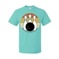 thumbnail image 1 of Inktastic Bowling Pins Ball Bowler Retro Sunset T-Shirt, 1 of 5
