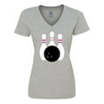 thumbnail image 1 of Inktastic Bowling Pins (pink) Women's V-Neck T-Shirt, 1 of 5
