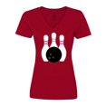 thumbnail image 1 of Inktastic Bowling Pins (pink) Women's V-Neck T-Shirt, 1 of 5