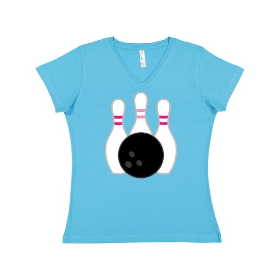 Inktastic Bowling Pins (pink) Women's V-Neck T-Shirt