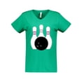 thumbnail image 1 of Inktastic Bowling Pins (pink) Women's V-Neck T-Shirt, 1 of 5