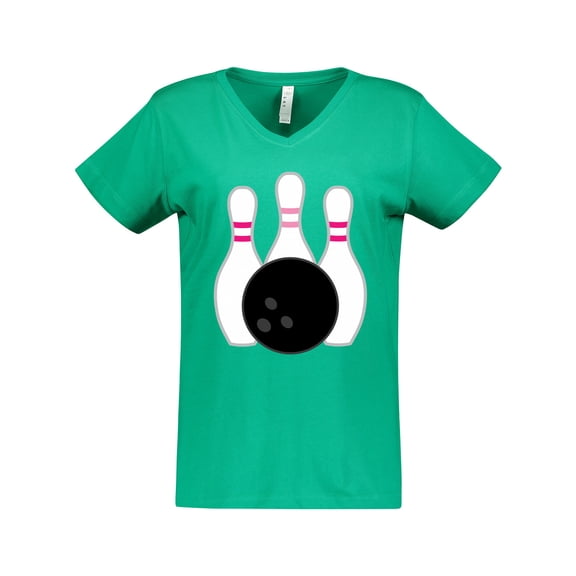 Inktastic Bowling Pins (pink) Women's V-Neck T-Shirt