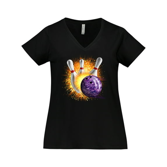 Inktastic Bowling Strike Women's Plus Size V-Neck T-Shirt