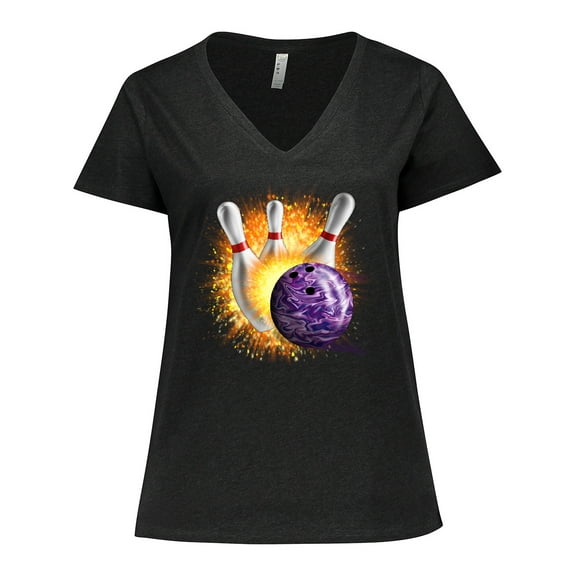 Inktastic Bowling Strike Women's Plus Size V-Neck T-Shirt