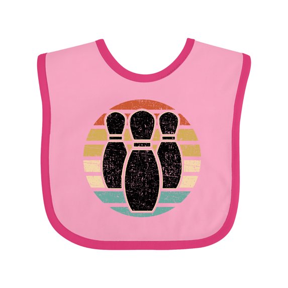 Inktastic Bowling Sunset for Bowler Silhouette Bowling Pins Boys or Girls Baby Bib