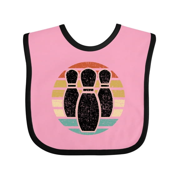 Inktastic Bowling Sunset for Bowler Silhouette Bowling Pins Boys or Girls Baby Bib
