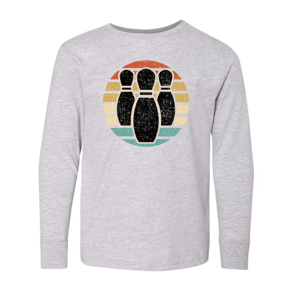 Inktastic Bowling Sunset for Bowler Silhouette Bowling Pins Long Sleeve Youth T-Shirt