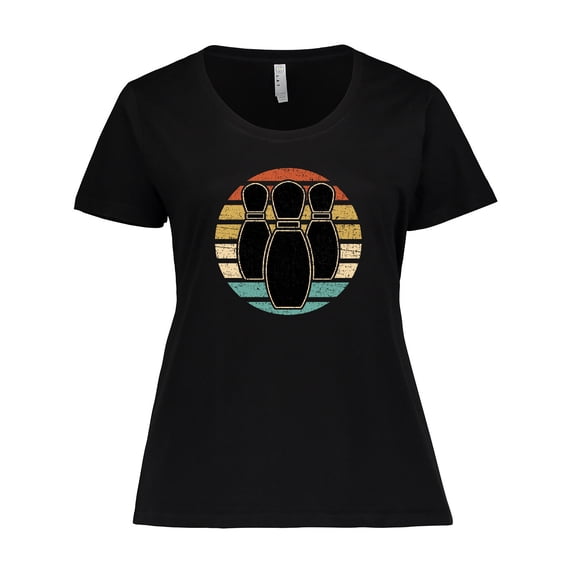Inktastic Bowling Sunset for Bowler Silhouette Bowling Pins Women's Plus Size T-Shirt