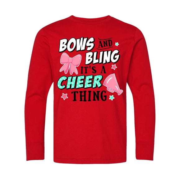 Inktastic Bows and Bling Its a Cheerleading Thing Long Sleeve Youth T-Shirt