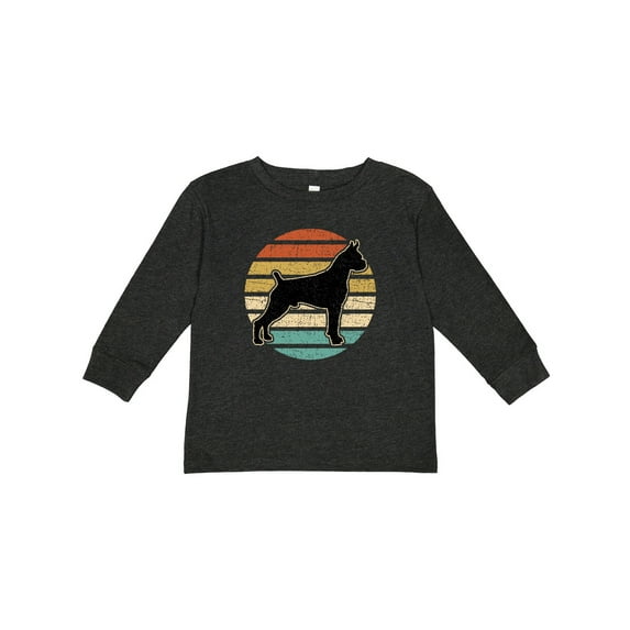 Inktastic Boxer Dog Vintage Silhouette Boys or Girls Long Sleeve Toddler T-Shirt
