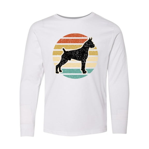 Inktastic Boxer Dog Vintage Silhouette Long Sleeve Youth T-Shirt