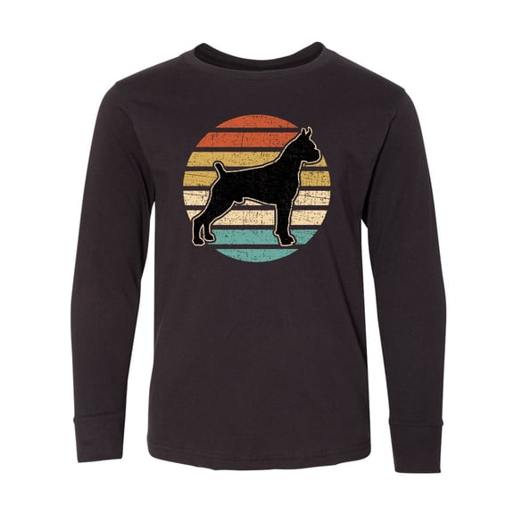 Inktastic Boxer Dog Vintage Silhouette Long Sleeve Youth T-Shirt