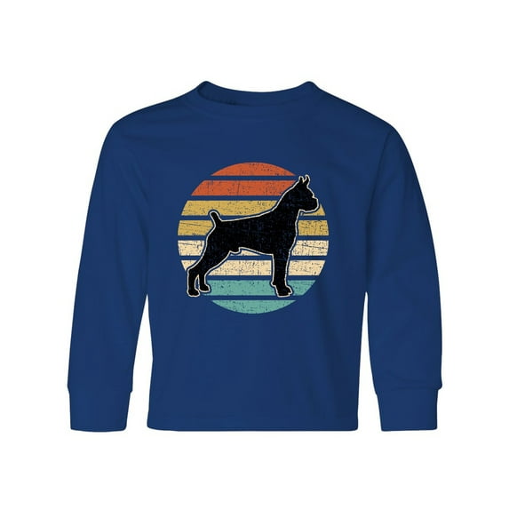 Inktastic Boxer Dog Vintage Silhouette Long Sleeve Youth T-Shirt