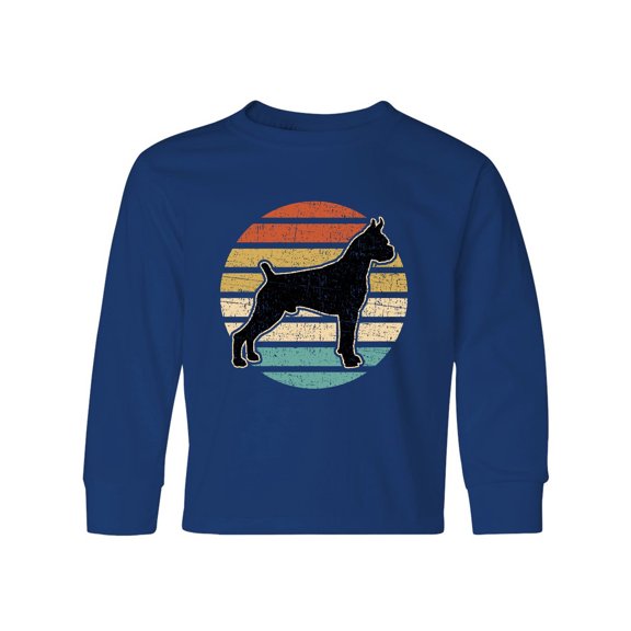 Inktastic Boxer Dog Vintage Silhouette Long Sleeve Youth T-Shirt