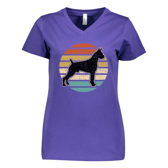 Inktastic Boxer Dog Vintage Silhouette Women's V-Neck T-Shirt