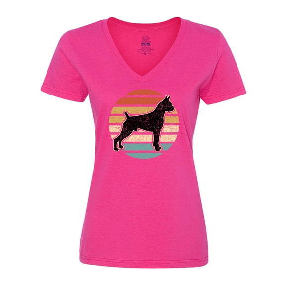 Inktastic Boxer Dog Vintage Silhouette Women's V-Neck T-Shirt
