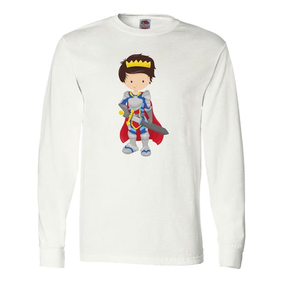 Inktastic Boy Prince, Knight In Shining Armor, Brown Hair Long Sleeve T-Shirt