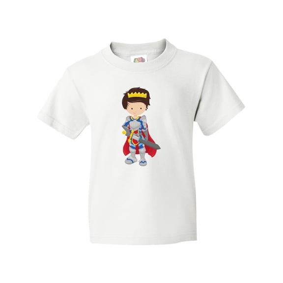 Inktastic Boy Prince, Knight In Shining Armor, Brown Hair Youth T-Shirt
