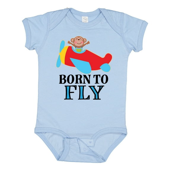 Inktastic Boys Future Pilot Monkey Airplane Boys Baby Bodysuit