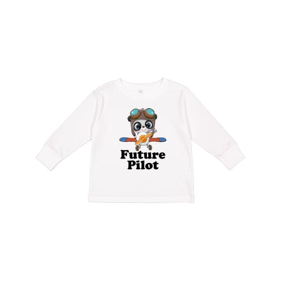 Inktastic Boys Future Pilot Panda Boys Long Sleeve Toddler T-Shirt