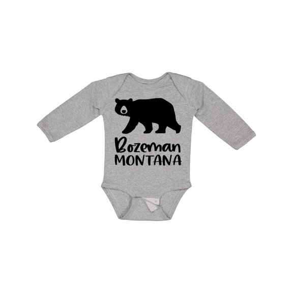 Inktastic Bozeman, Montana Black Bear Silhouette Boys or Girls Long Sleeve Baby Bodysuit