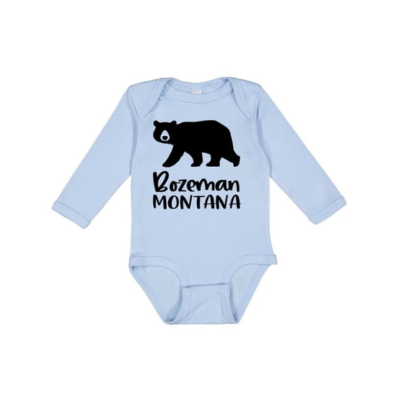Inktastic Bozeman, Montana Black Bear Silhouette Boys or Girls Long Sleeve Baby Bodysuit