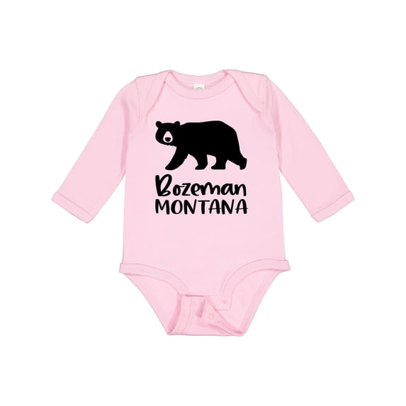 Inktastic Bozeman, Montana Black Bear Silhouette Boys or Girls Long Sleeve Baby Bodysuit