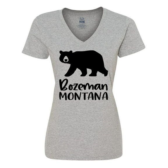 Inktastic Bozeman, Montana Black Bear Silhouette Women's V-Neck T-Shirt