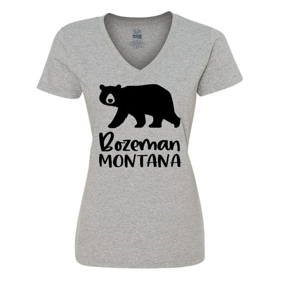 Inktastic Bozeman, Montana Black Bear Silhouette Women's V-Neck T-Shirt