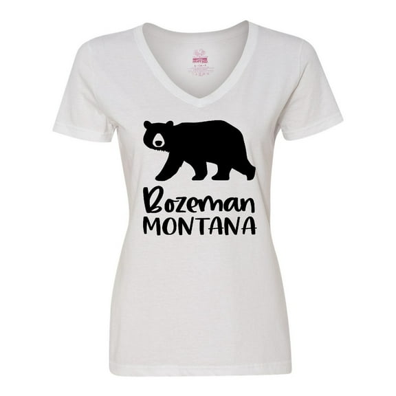 Inktastic Bozeman, Montana Black Bear Silhouette Women's V-Neck T-Shirt
